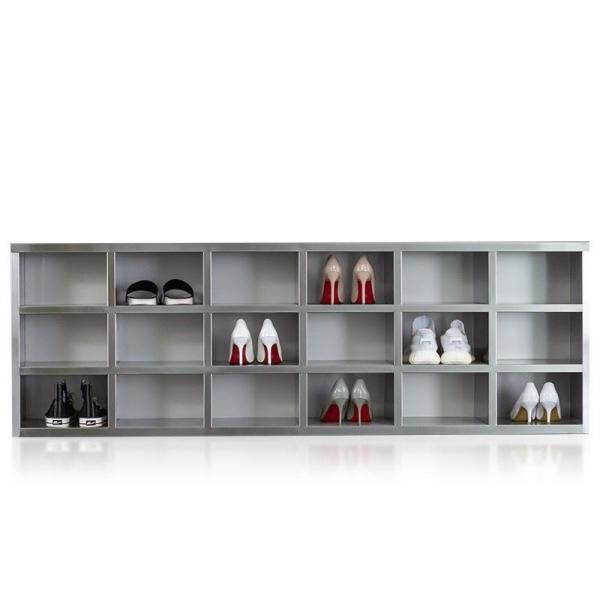 Custom Stainless Steel Shoe Cabinet Multi Grid Dust Free Design
