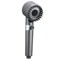 Filtering spray shower head with massage brush, high-pressure water-saving 3-mode, PP cotton shower head