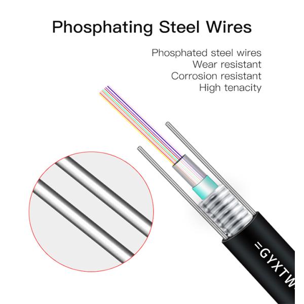 На открытом воздухе одиночное волокно режима G652D бронированное - провод стали оптического кабеля GYXTW