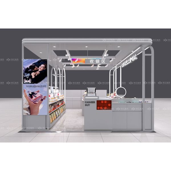 BKC018 Luxury Cosmetic Mall Booth Space-Saving Makeup Kiosk Design for Perfume Shop Decoration