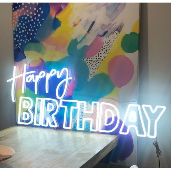 Rose Gold Happy Birthday Girls Air Shimmer Wall Party LED Custom Neon Light Sign Custom Letters