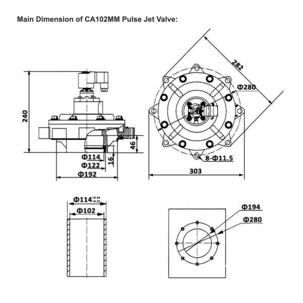 GOYEN CA102MM 4-inch '' Full Immersion Pulse Jet Valve For Bag Filter 24V DC 220V AC