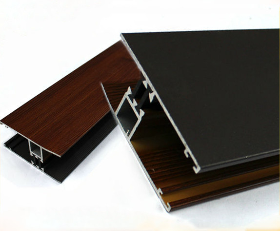 Wood Grain Powder Coating Aluminium Profiles Length Customized For Building