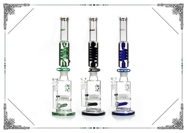  18.5'' Tall Glass Smoking Freezable Glycerin Coil Bongs Sprinkler Perc