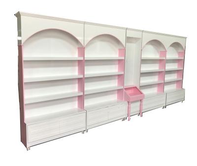 Prateleira cor-de-rosa do armário de exposição da composição da loja de beleza para cosméticos 900*350*2200mm