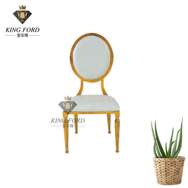 Hotel 201 Frame Gold Wedding Stainless Steel Chairs With Foam Cushion