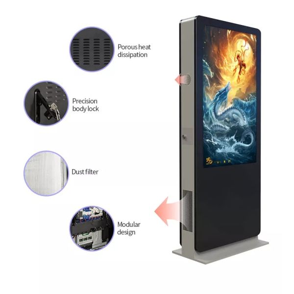 High Brightness IP65 Waterproof 43 49 55 Inch WIFI Android 11 Capacitive Advertising Totem for Retail Store Outdoor LCD Display