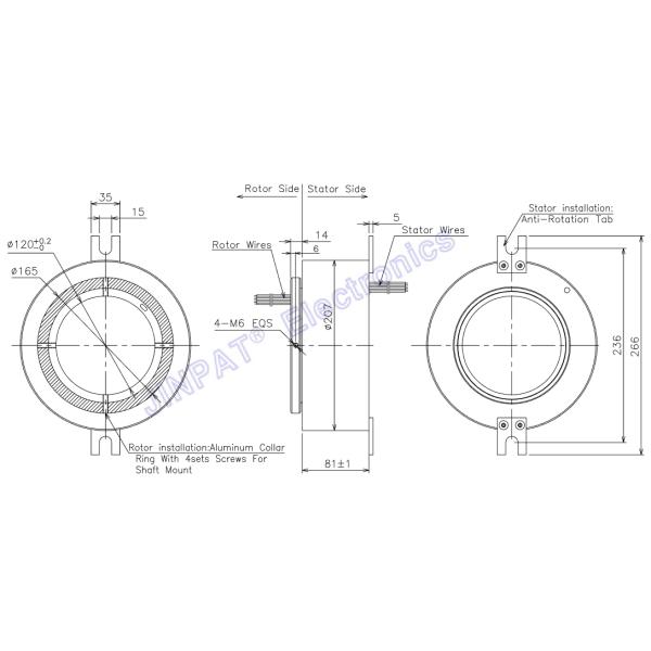 120mm Pneumatic Through Bore Slip Ring 300rpm