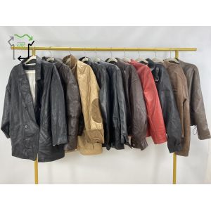 Men's Second Hand Coats American Retro Vintage 2nd Hand Leather Jacket In Bales