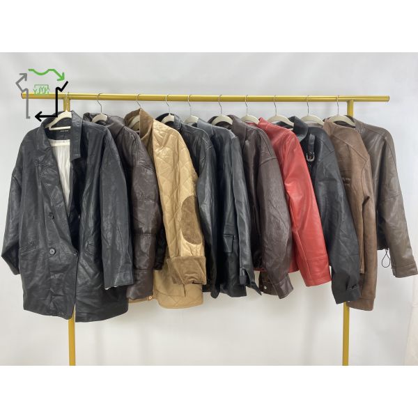 Men's Second Hand Coats American Retro Vintage 2nd Hand Leather Jacket In Bales