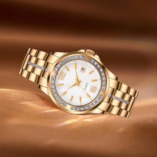 A caixa de aço inoxidável romântica clássica da liga Encrusted Diamond Quartz Watch For Women