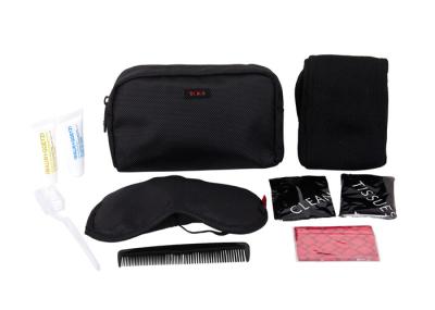 Practical Airline Amenity Kits Oxford Fabric Material Small Travel Kit Black Color