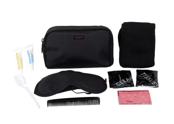 Practical Airline Amenity Kits Oxford Fabric Material Small Travel Kit Black Color