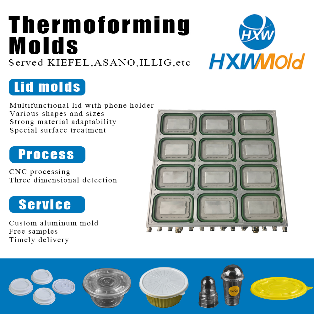 Automatic Four Station Plastic Disposable Lunch Box PVC Lid Thermoforming Mold for Fruit Box