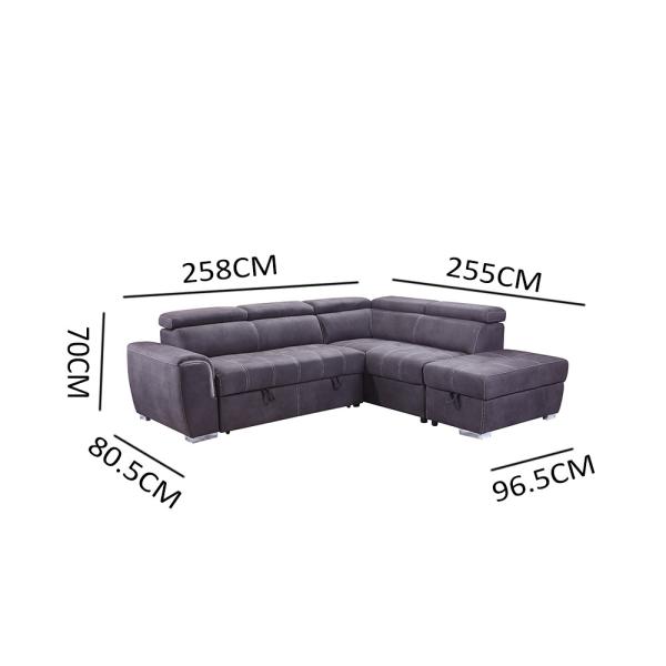 Fabric Sectional Folding Sofa Bed Multifunctional Anti Abrasion