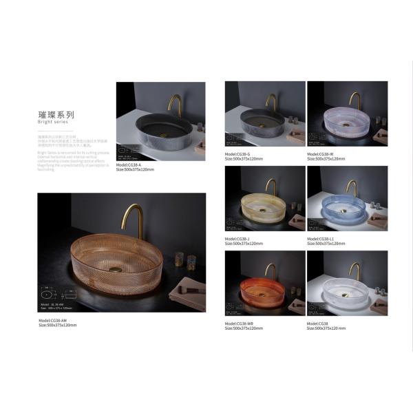 Ronde évier en verre cristallin clair pour salle de bains d'hôtel moderne Italie