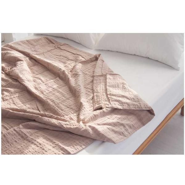 Seersucker Decorative Throw Blankets , Solid Blue / Light Pink Throw Blanket