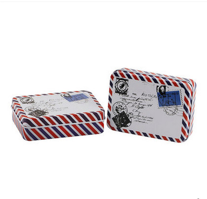 Small Rectangle Chrsitmas Mailing Gift Tin Box With Customized Logo Print