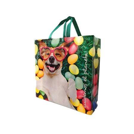 Glossy PP Woven Laminated Tote Packaging Sewing Reusable Webbing Handle Gift Fashion Eco-Friendly Shopping Bag