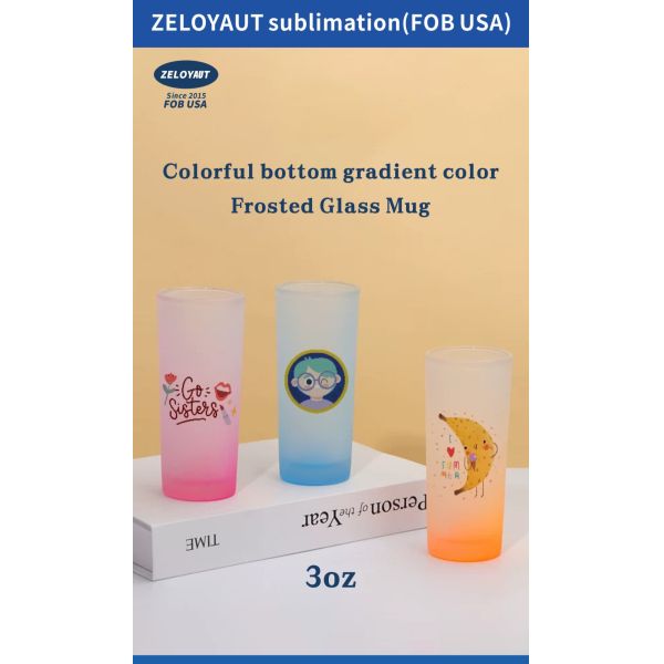 Direct Factory 3oz Frosted Glass Cup for Sublimation Gradient Color Mug for Promotional & Business Gifts