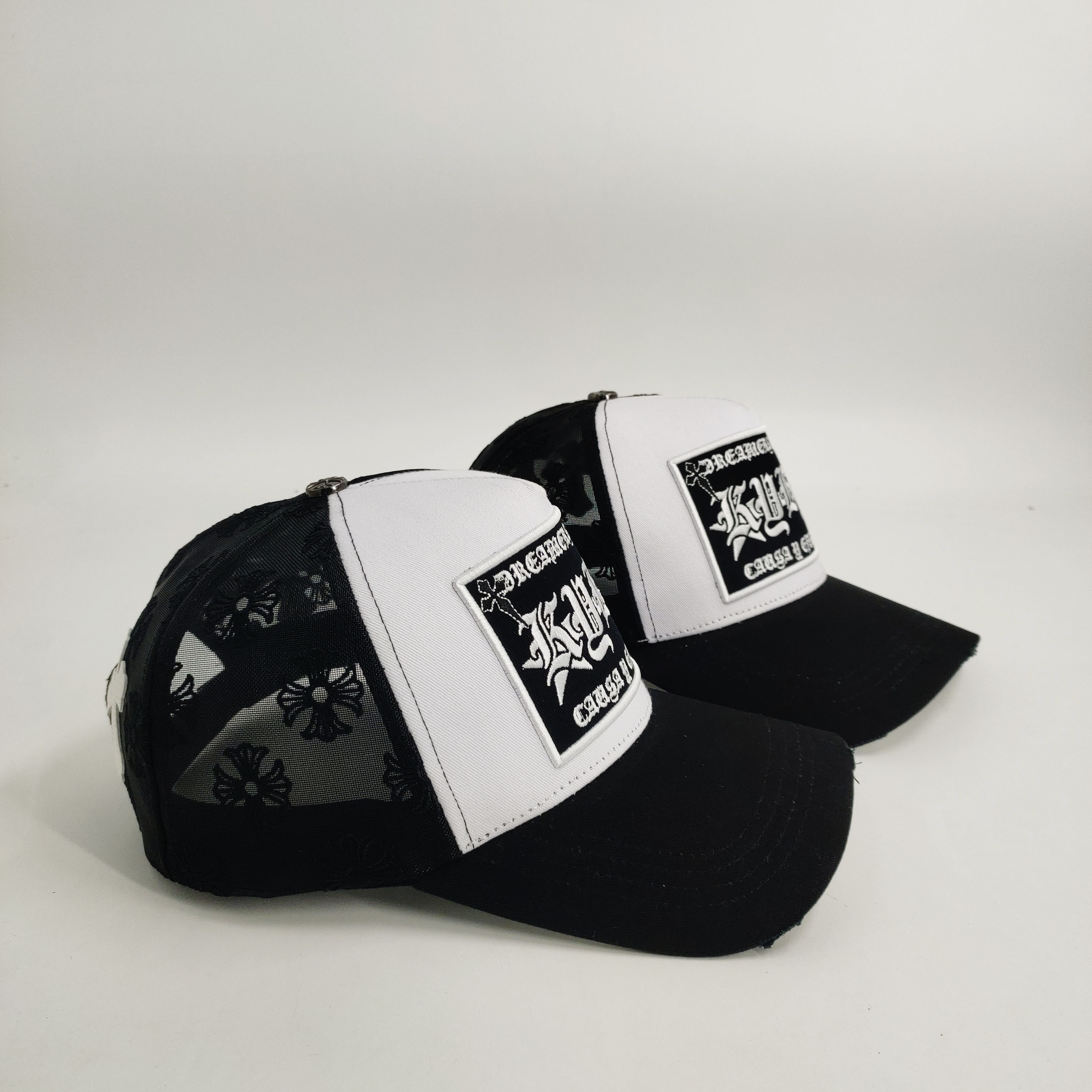 Embroidered Patch Flowers Custom Embroidery Trucker Hats Mesh Cotton PU Leather Stitching All Around Patch