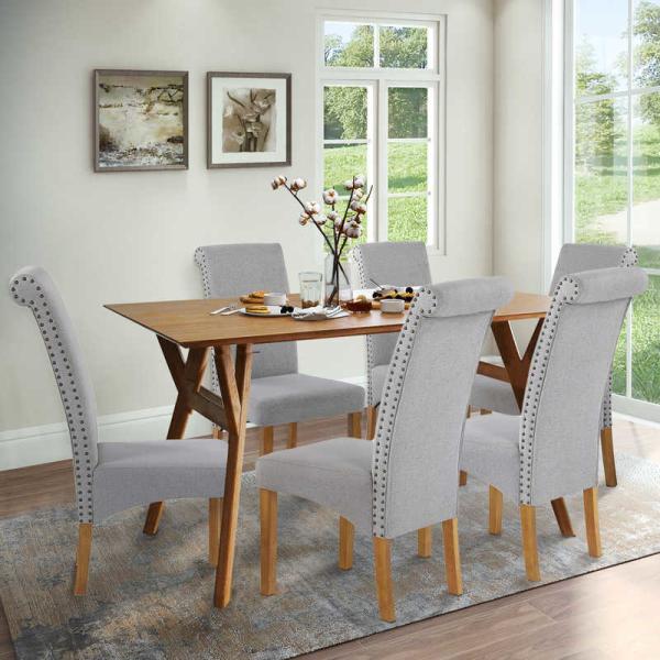 L17.5  inch Gray Padded Side Chair / High Back Fabric Dining Chair 300lb