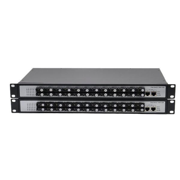 24 Port SC Fiber Switch With 2 Gigabit RJ45 Uplink Ports Media Converter