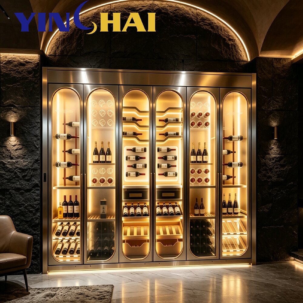 Arched Stainless Steel Constant Temperature Wine Cabinet With APP Temperature Control