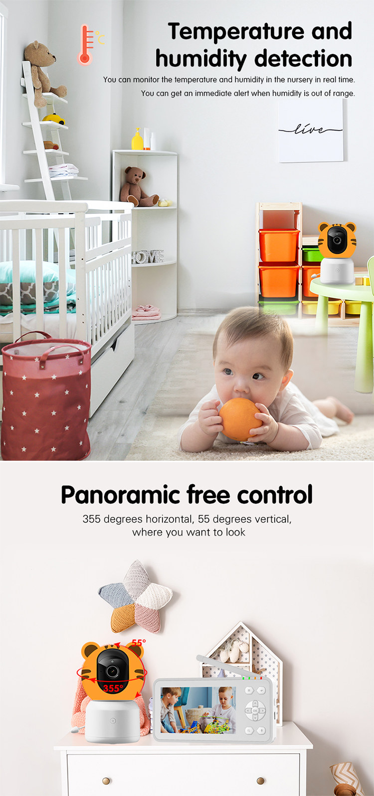 Smart Baby Pet Surveillance Camera Monitor with Two Way Communication Infrared Night Vision Remote Monitoring Through Tuya App