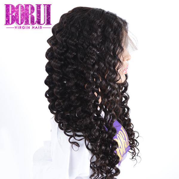 Unprocessed Human Hair Lace Front Wigs Deep Wave Natural Straight Medium Cap Size