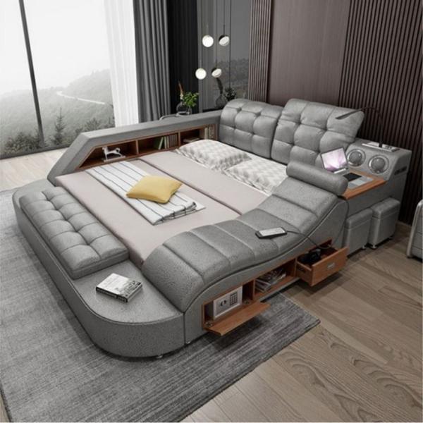 Leather Luxury Bedroom Sets Tufted Upholstered Bed Modern Design