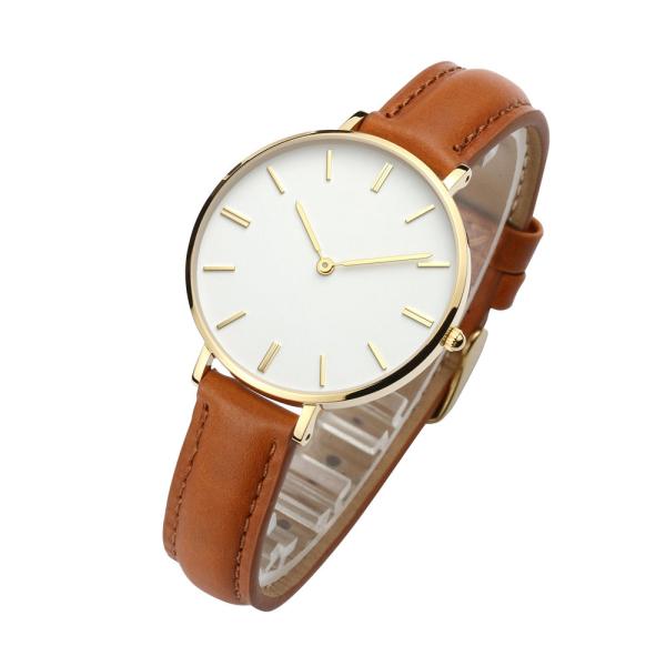 White Dial Custom Ladies Stainless Steel Watches , Leather Strap Ladies Watches