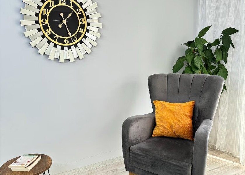 50CM Silver Mirror Wall Clock - Silent Timepiece for Luxe Homes