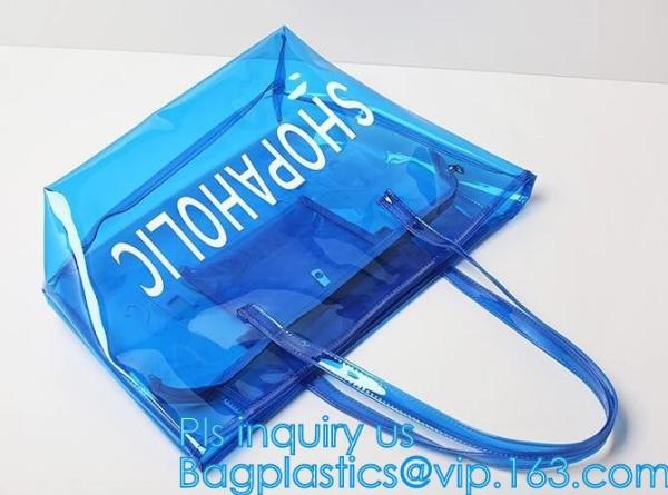 PVC soft pouch bag with round, packaging bag with embroidery recyclable quilt packaging bag, Handle Bag, PVC Shopping Ba