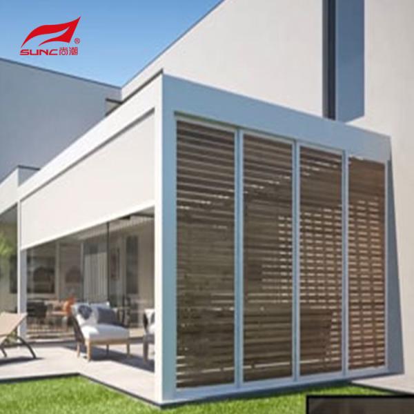 Pergola de jardim de aço inoxidável de liga de alumínio motorizada moderna 6063