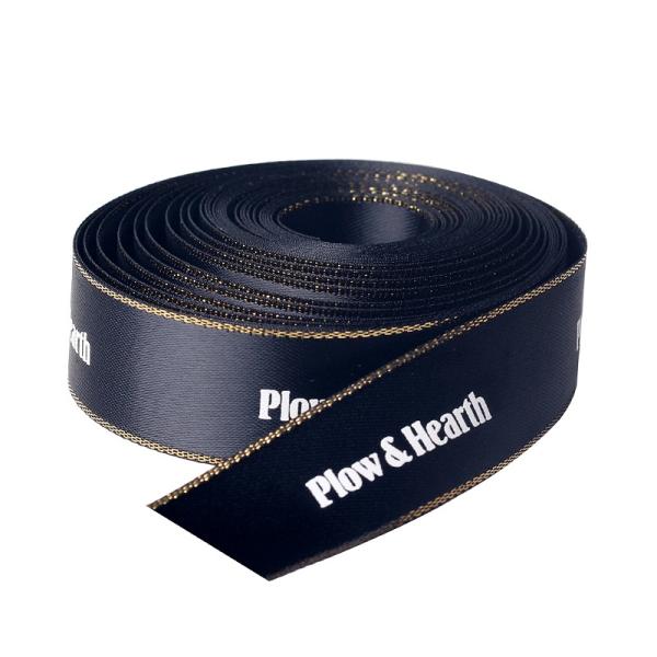 Recycled Printed Grosgrain Silk Satin Gift Ribbons with Embossed Logo 25mm 1 Inch
