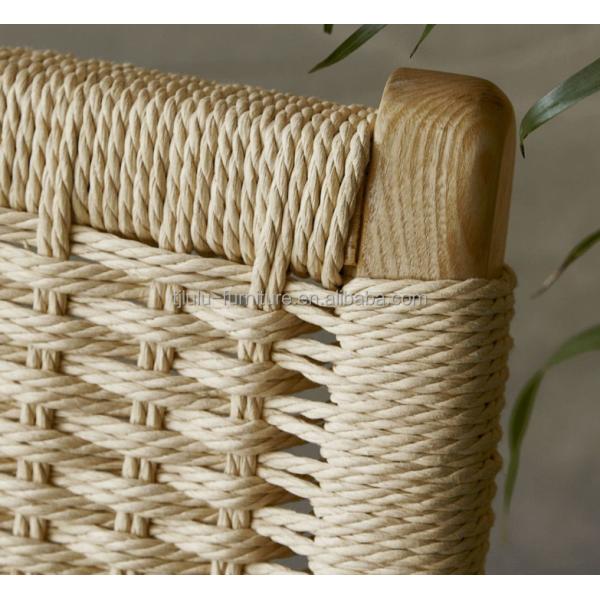 Effortless Elegance Lacquered Finish Nordic Classical Woven Cord Solid Wood Folding Lounge Chair for Living Room