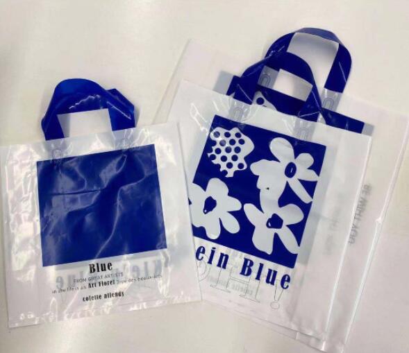 0.12mm Thickness Garment Plastic Packaging Bags Navy Flower Thicker Shopping Tote Bag