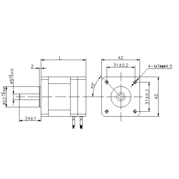 NEMA17 42BLF3A90-243 24V 3000RPM 62W 0.2N.M Brushless DC Motor