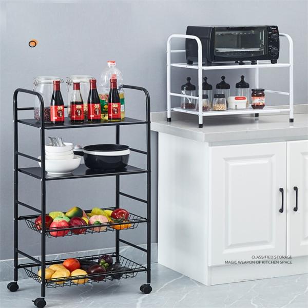 5 Tier Non-folding Rack Kitchen Storage Organizer with Stable Rotating Rolling Design