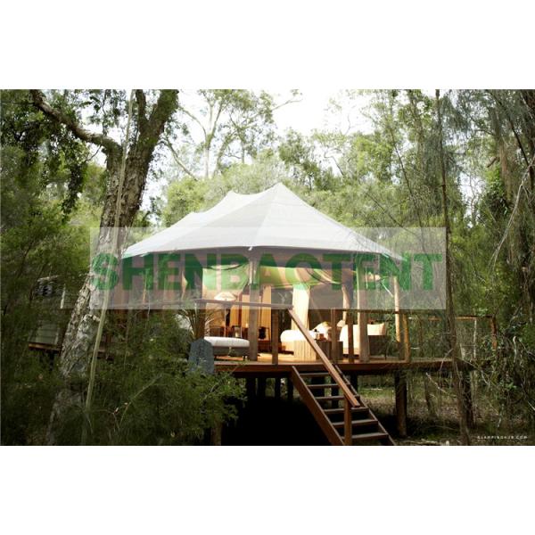 Luxurious Hotels Steel Frame Tent Membrane Cover With Private Deck For Camping Family