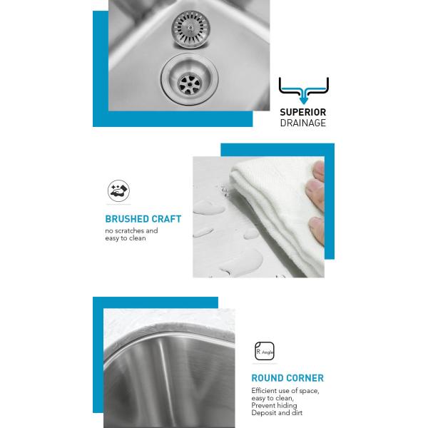 Rectangular 304 Stainless Steel Kitchen Sink Double Bowl For Garages Outdoors ODM