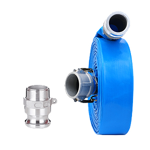 PVC Lay Flat Pump Discharge Hose With Aluminum Camlock C & E Fittings, Cam Lock Fitting Type F included, Heavy Duty