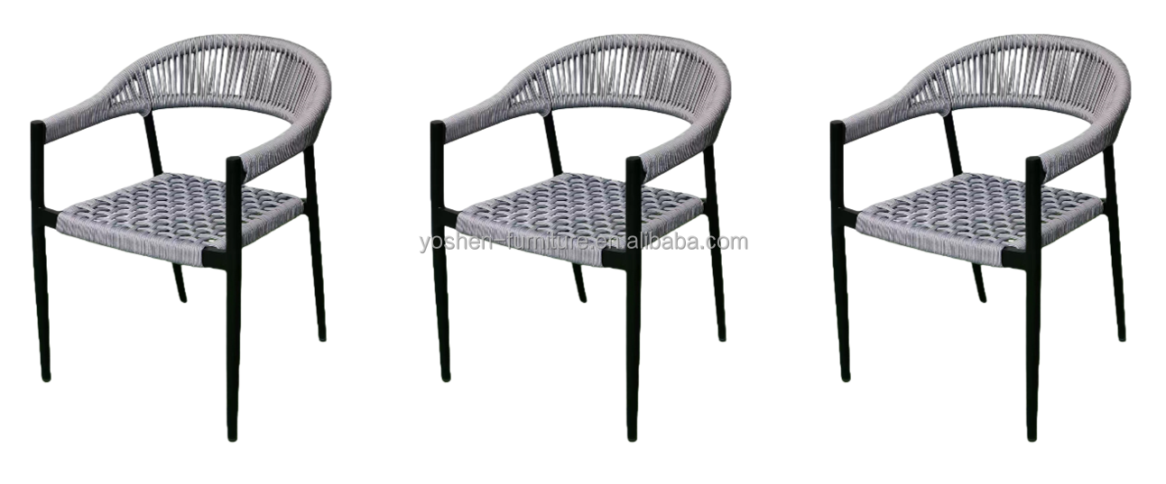 Stackable Armless French Dining Chair Bistro Chair Waterproof Comfortable Aluminum Frame for Outdoor Restaurants
