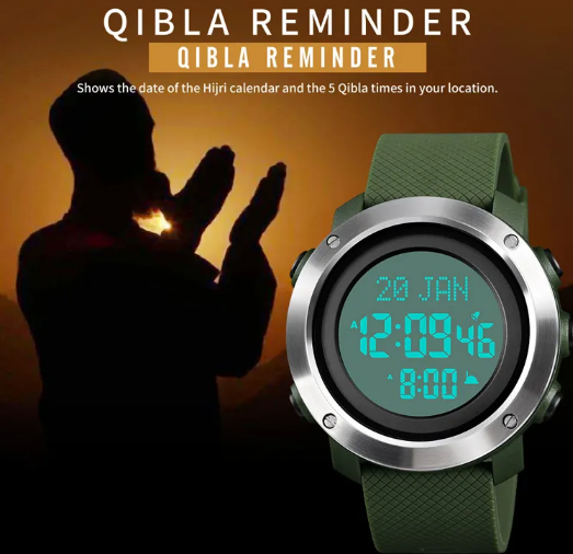 1728 Islamic Masjid Azan Clock Montre Alharameen Azan Watch Muslim Prayer Qibla Watch