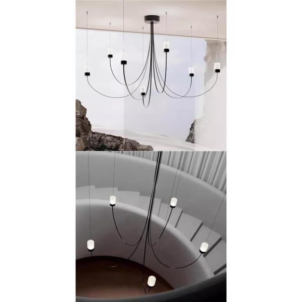 Современный элегантный черный металлический люстральщик с белыми стеклянными оттенками в форме свечи для гостиной спальня Вилла отель