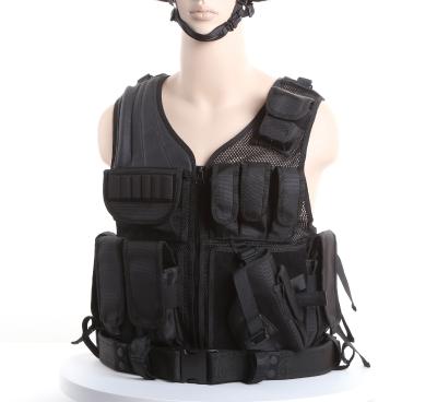 Black Police Swat Vest With Pouches & Belt , Molle Military Tactical Vest