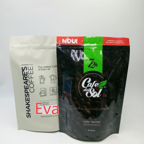 Silver Plastic Stand Up Pouch Bags 500g Non - Toxic For Coffee Tea Powder Packaging
