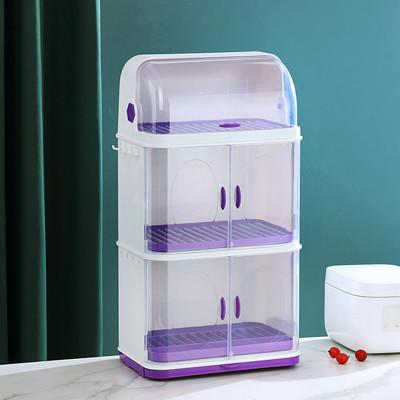 Multicolor Kitchen Counter Plastic Bowl Rack With Lid Cover