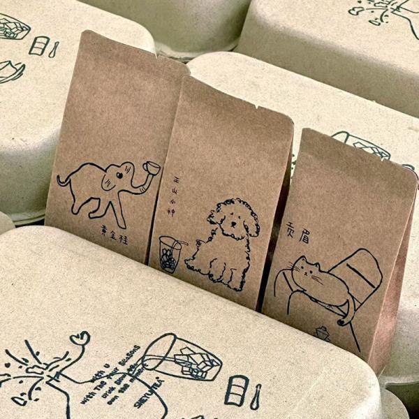 Sacs à thé à motifs de chien dessinés à la main Sacs Kraft écologiques